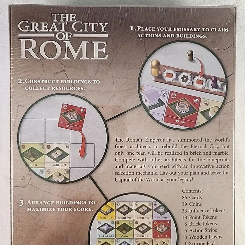 Game The Great City of Rome Board Rebuild the Eternal City Construct Arrange